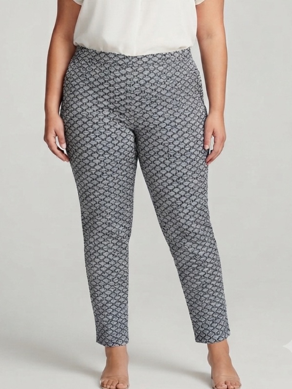 😍CLEARANCE - ATMOSPHETE Black & White Geometric Chinos UK 16 US/CAN XL